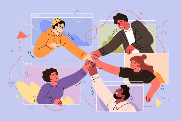 Illustration de cinq personne se donnant la main